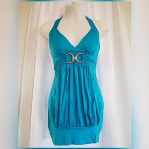Aqua blue 💙 low V-cut halter top/dress